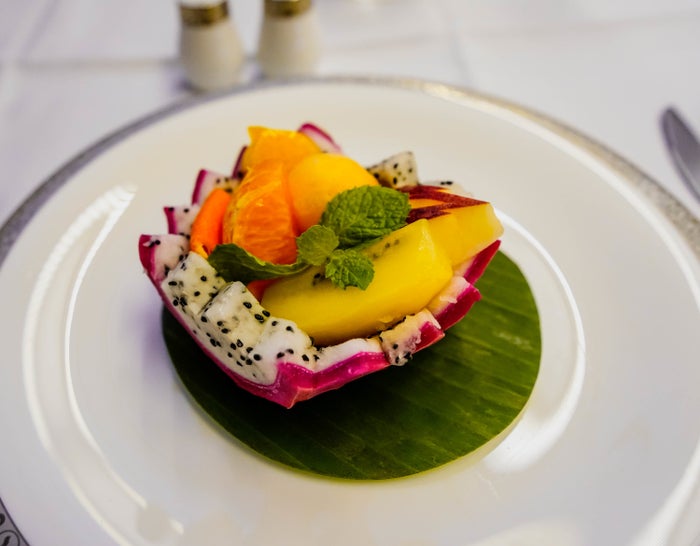 Thai Airways Boeing 747 400 First Class Fresh fruits