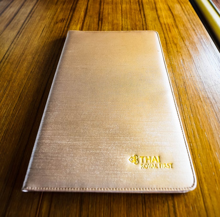 Thai Airways Boeing 747 400 First Class Menu and Drinks List