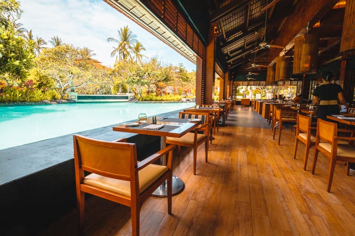 The Laguna Bali Breakfast Seating by the Pool The Laguna Bali Breakfast Seating by the Pool