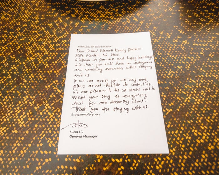 The Laguna Bali Welcome Note