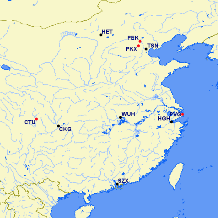 Air China hubs and focus cities