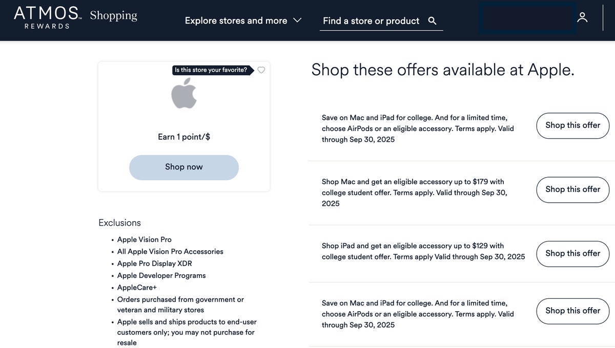 Alaska Atmos Rewards shopping apple store