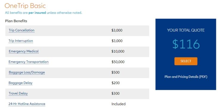 allianz travel insurance one trip basic