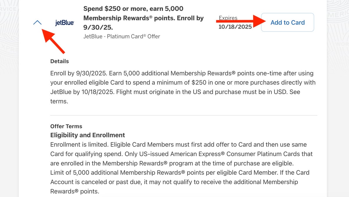 Amex Offers jetblue points offer