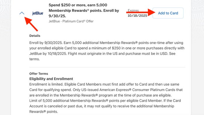 Adding an Amex Offer To Your Account Amex Offers jetblue points offer