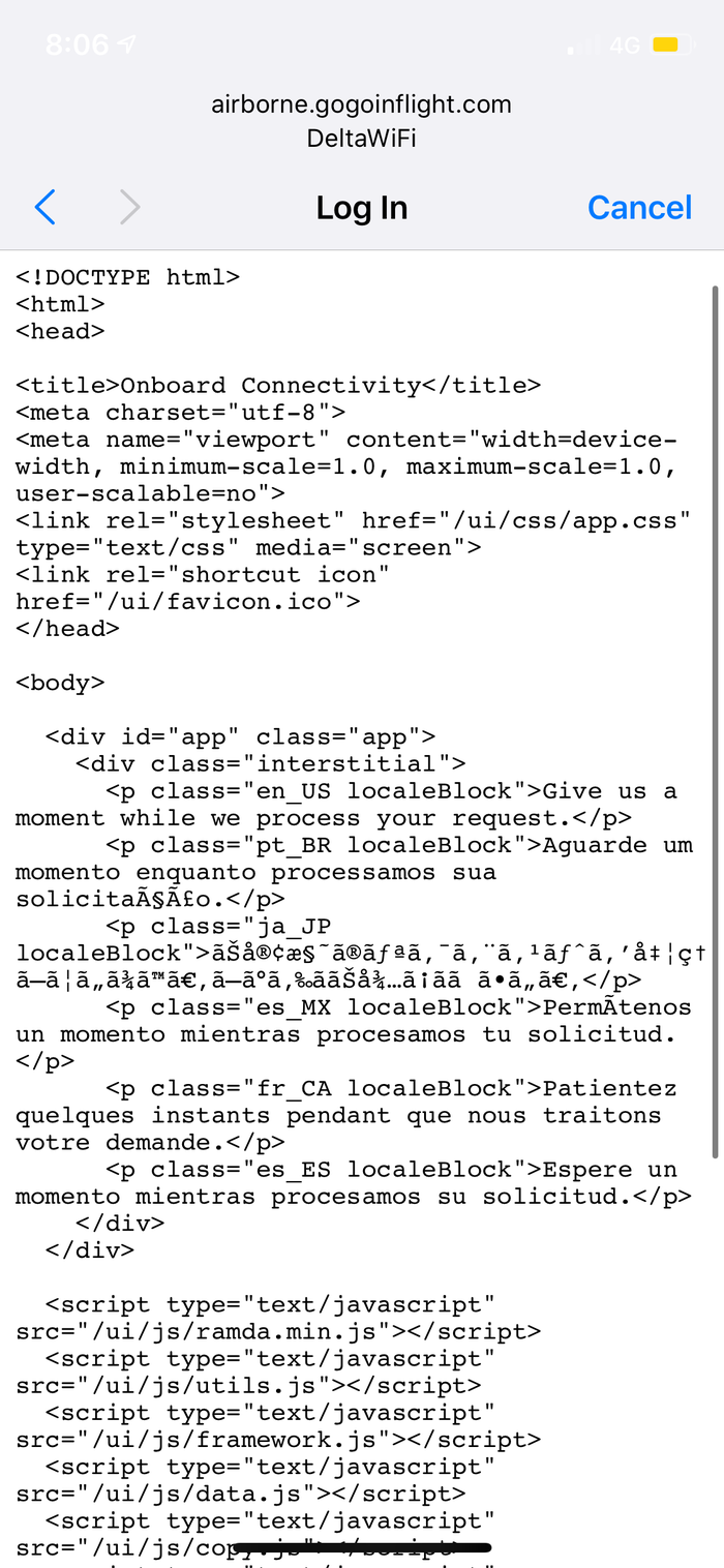 Delta Airbus A220 Wi Fi Login Errors