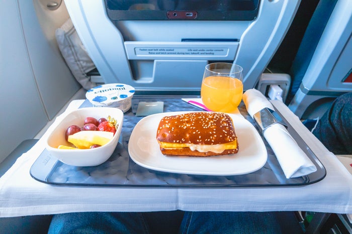 Delta first class Delta Airbus A220 First Class Breakfast Sandwich