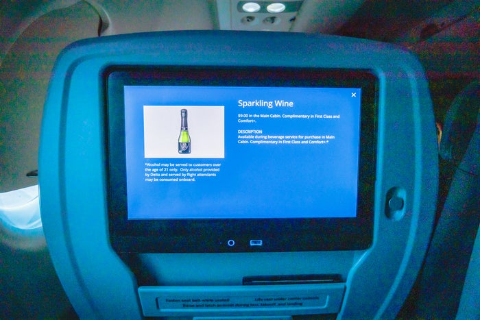 Delta Airbus A220 First Class IFE Menu