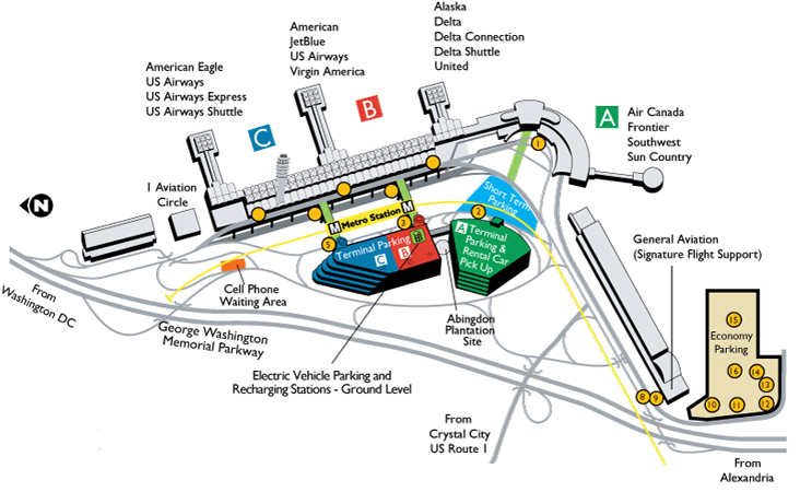 reagan national airport map Ronald Reagan Washington National Airport Dca Terminal Guide