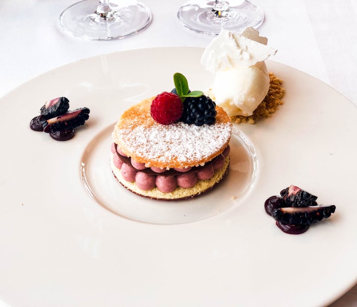 SWISS Air First Class Lounge Blackberry cake SWISS First Class Lounge Blackberry cake
