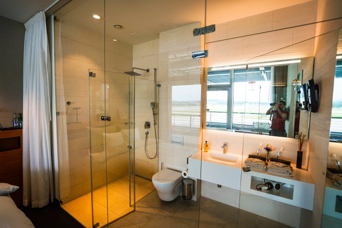SWISS Air First Class Lounge Ensuite bathroom SWISS First Class Lounge Ensuite bathroom