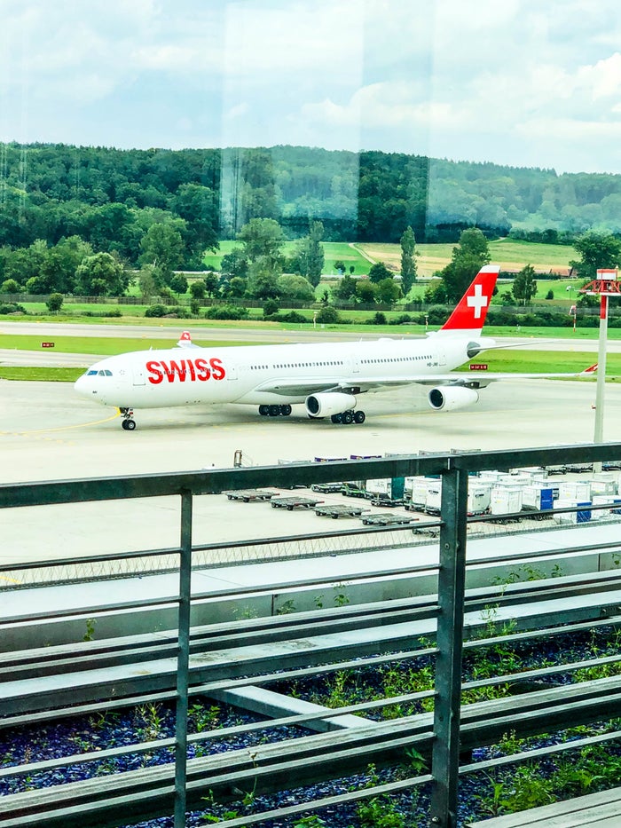 SWISS Air First Class Lounge Lunch view SWISS First Class Lounge Lunch view
