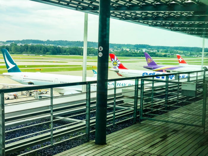 SWISS Air First Class Lounge Tarmac view from the day room SWISS First Class Lounge Tarmac view from the day room