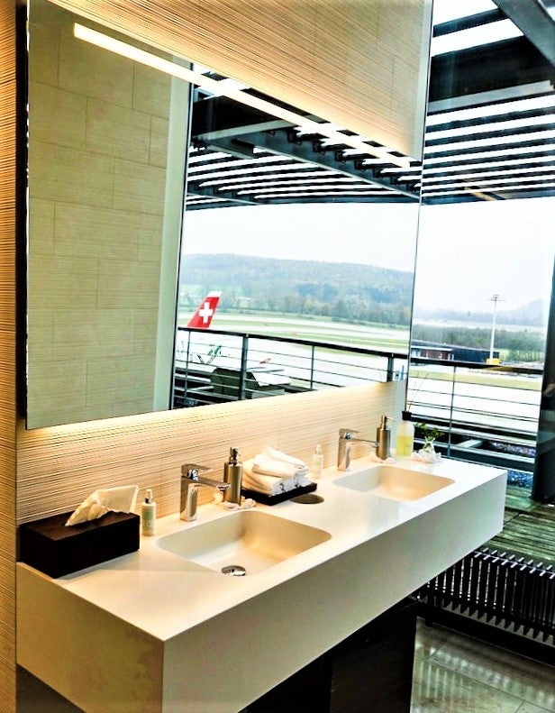 SWISS Air First Class Lounge Washroom SWISS First Class Lounge Washroom