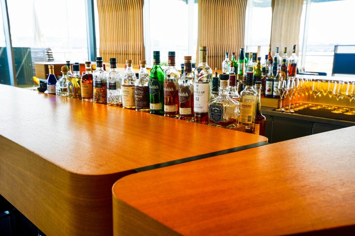 SWISS Air First Class Lounge Whisky collection SWISS First Class Lounge Whisky collection