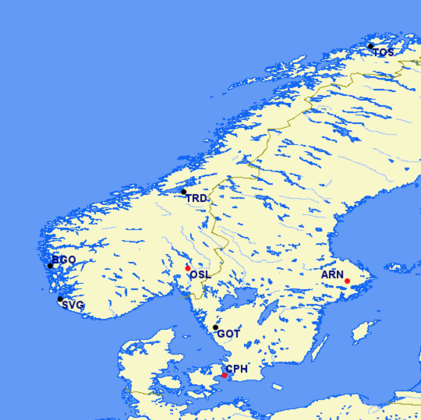 Scandinavian Airlines hubs and focus cities 1