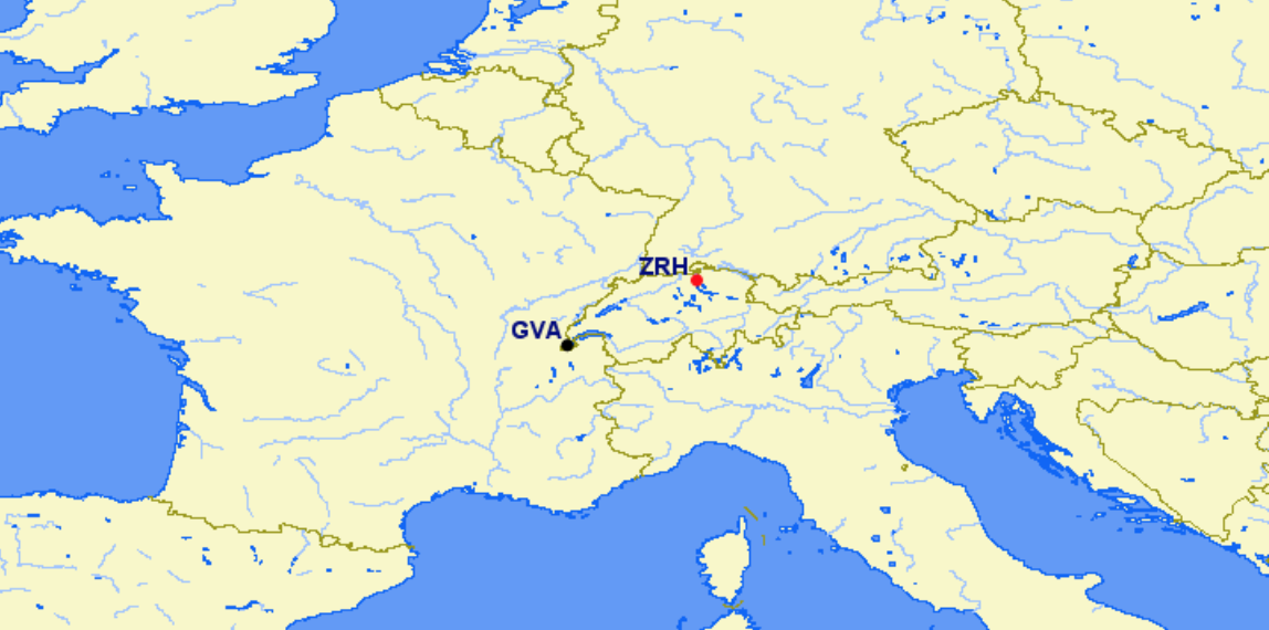 Swiss International Air Lines hubs and focus cities