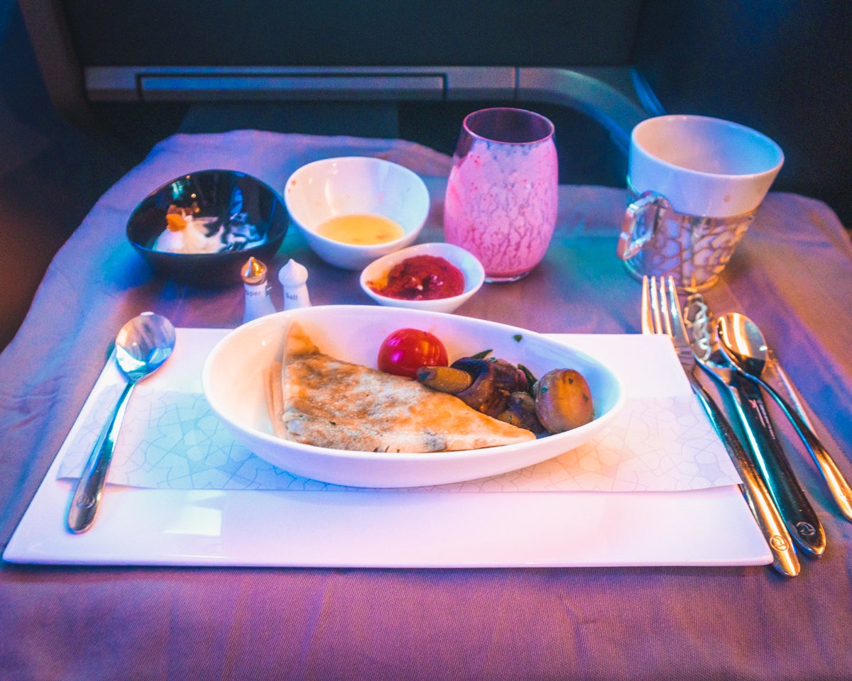 Turkish Airlines Boeing 787 9 Business Class Breakfast Gozleme