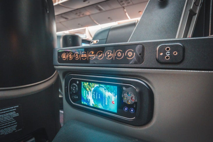 Turkish Airlines Boeing 787 9 Business Class Seat Control Buttons Illuminated