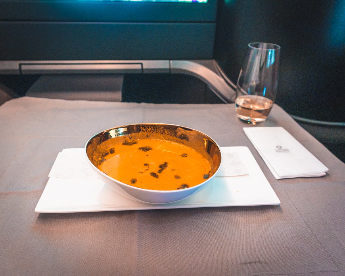 Turkish Airlines Boeing 787 9 Business Class Soup without Place Setting