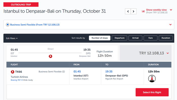 Turkish Airlines Booking using Cash