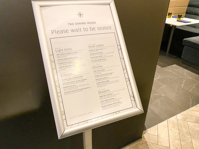 United Polaris Lounge ORD The Dining Room Menu