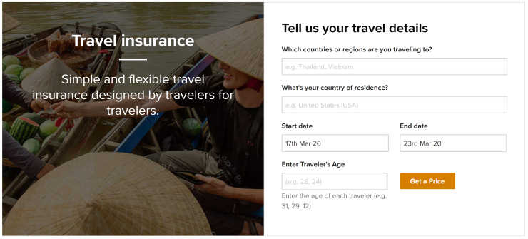 World Nomads Travel Insurance Quote Screen