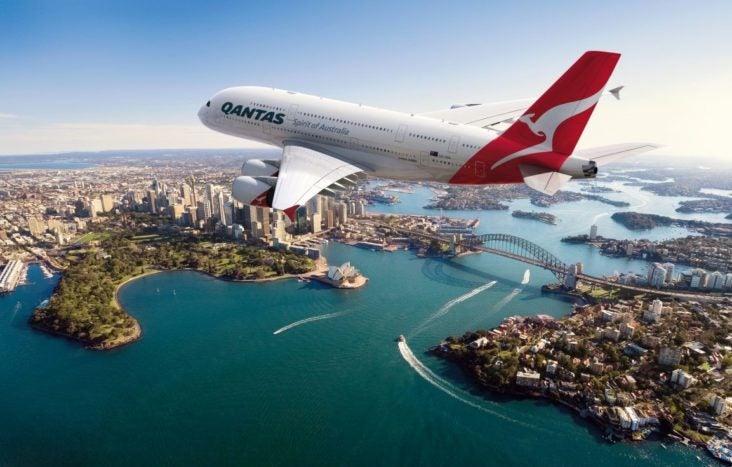 qantas a380 sydney harbor