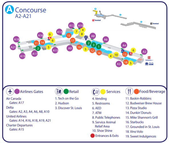 St Louis Airport Map St. Louis Lambert International Airport [Stl] - 2021 Terminal Guide