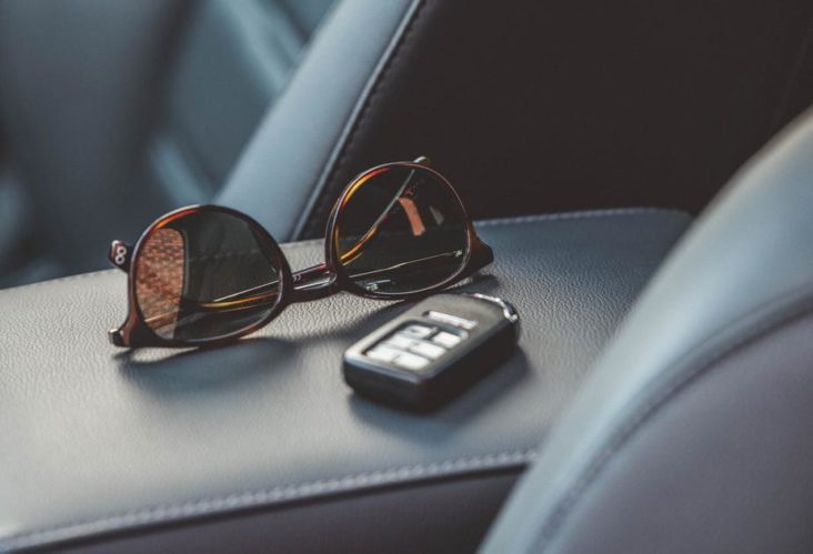 Sunglasses in a rental car Sunglasses in a rental car