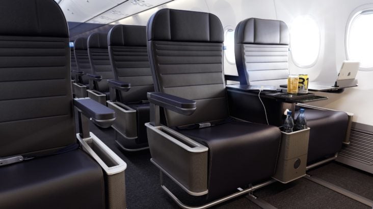 United First Class Seat with Laptop