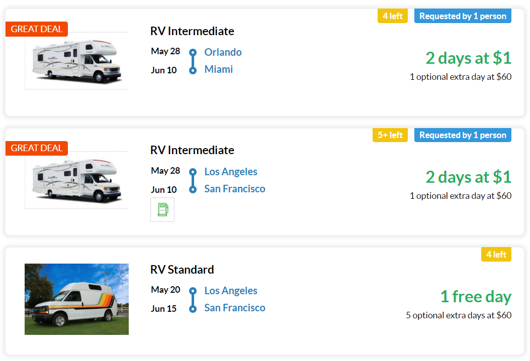 Camper and RV Availability