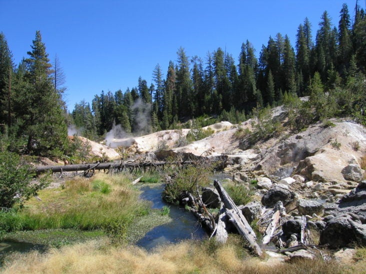 Devils Kitchen hydrothermal area in Lassen Volcanic National Park Devils Kitchen hydrothermal area in Lassen Volcanic National Park