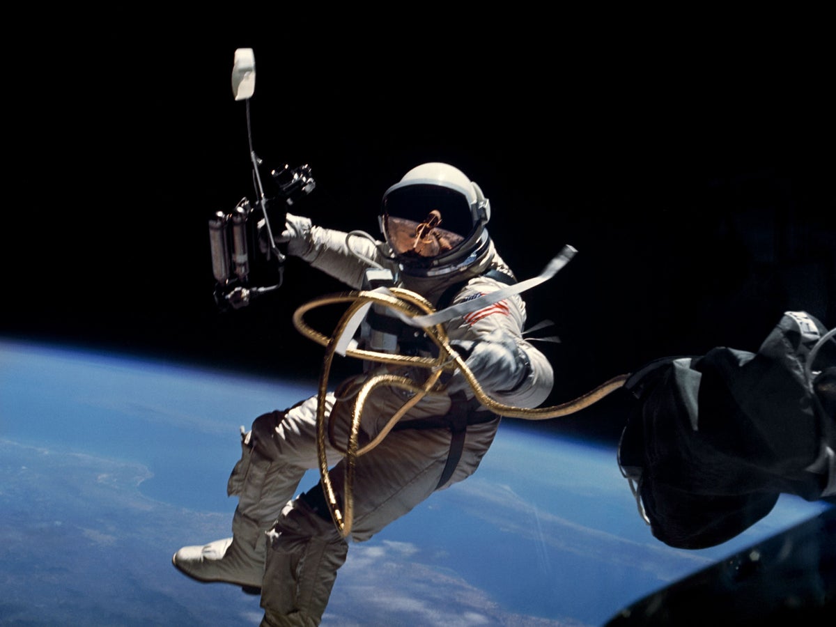 NASA Astronaut Edward White during first EVA performed during Gemini 4 flight