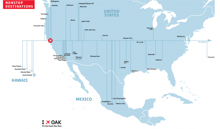 Oakland International Airport route map Oakland International Airport route map