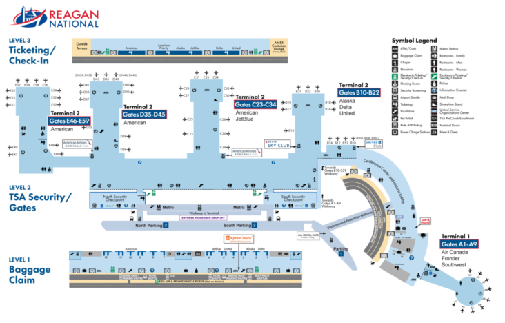 Ronald Reagan Washington National Airport [DCA] Terminal Guide