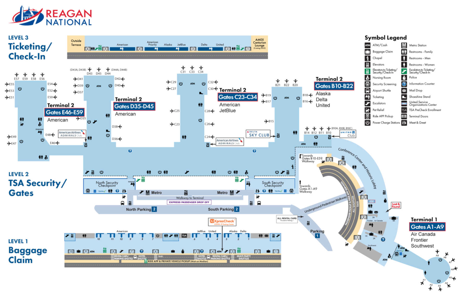 Reagan National Airport Terminal Map 