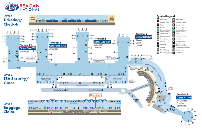 Reagan National Airport Terminal Map