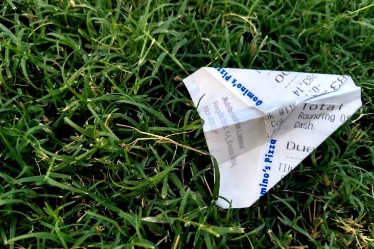 Receipt in grass Receipt in grass