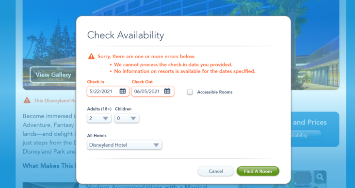 Disneyland Resort Hotel room availability Disneyland Resort Hotel room availability