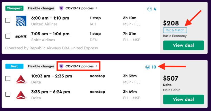 Flight search results on Momondo Flight search results on Momondo