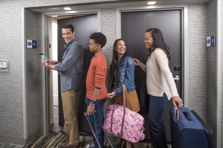 Dining Out and Earning Points Family checks into room at Hampton by Hilton