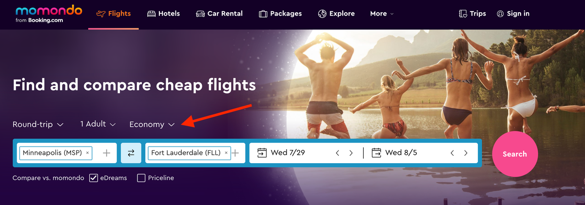 How to search for flights on Momondo