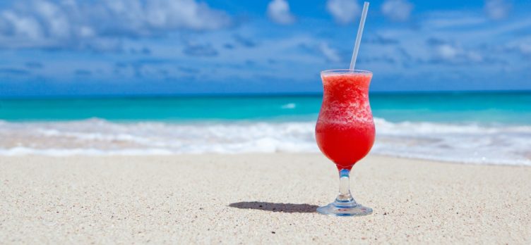 Frozen drink on beach