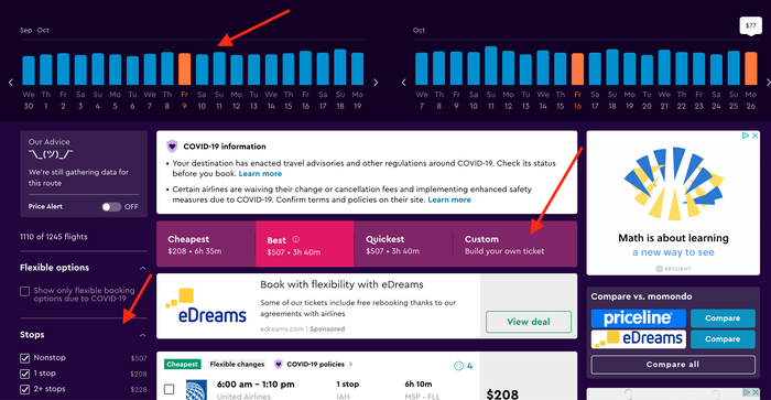 Momondo Flight Search Results