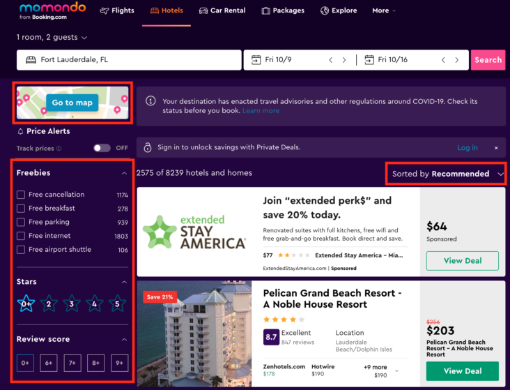Momondo Hotel filtering and sorting options Momondo Hotel filtering and sorting options