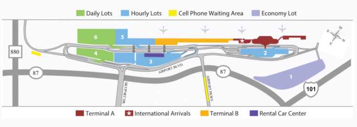 Norman Y Mineta San José International Airport Parking map Norman Y Mineta San José International Airport Parking map