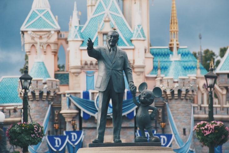 Walk Disney and Mickey Mouse statue at Disneyland Walk Disney and Mickey Mouse statue at Disneyland