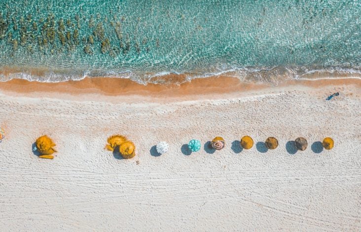 Beach Umbrellas Along the Ocean Beach Umbrellas Along the Ocean