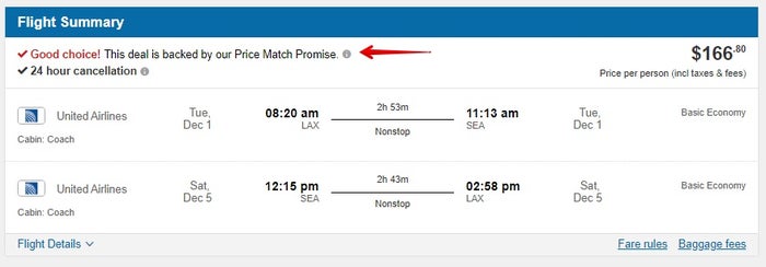 CheapOair flight price match